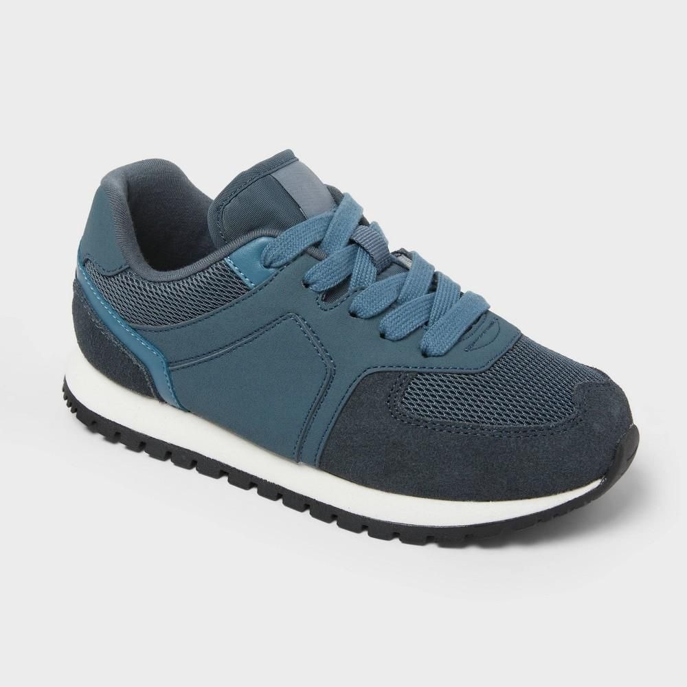 Cat & Jack Boys Alexander Retro Sneakers Navy Blue Size 5 Kids Lace Up Platform